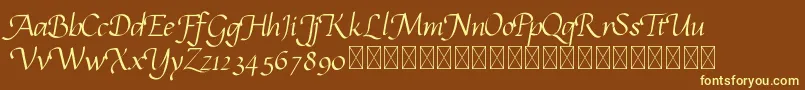 calligrampersonal-fontti – keltaiset fontit ruskealla taustalla