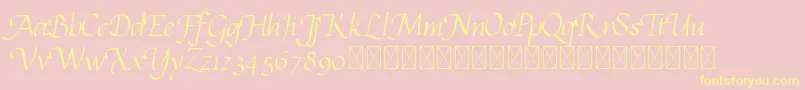 calligrampersonal-Schriftart – Gelbe Schriften auf rosa Hintergrund