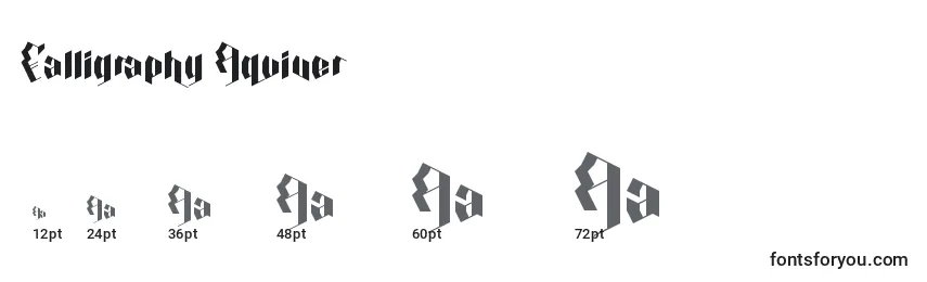 Размеры шрифта Calligraphy Aquiver