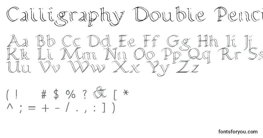 Schriftart Calligraphy Double Pencil – Alphabet, Zahlen, spezielle Symbole