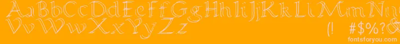 Calligraphy Double Pencil Font – Pink Fonts on Orange Background