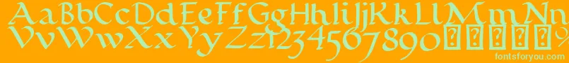 Fonte Calligraphy Pen – fontes verdes em um fundo laranja