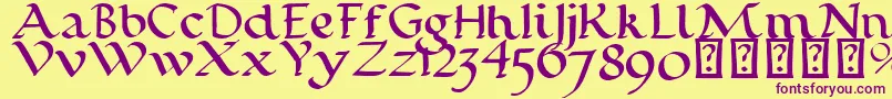 Calligraphy Pen Font – Purple Fonts on Yellow Background