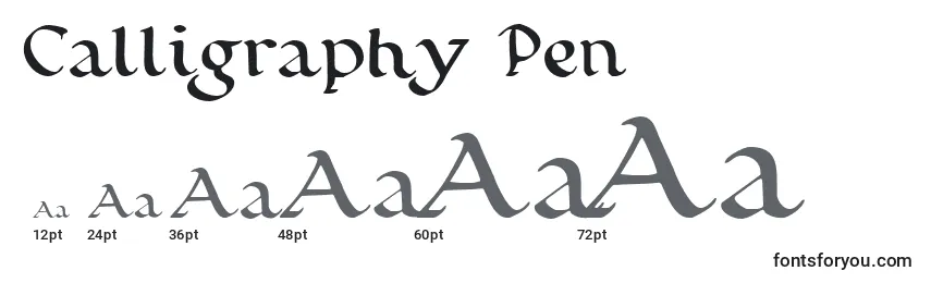 Tamaños de fuente Calligraphy Pen