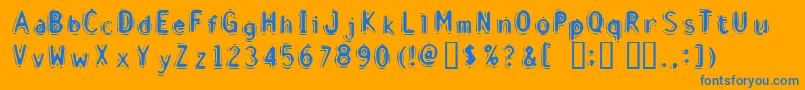 Disci Font – Blue Fonts on Orange Background