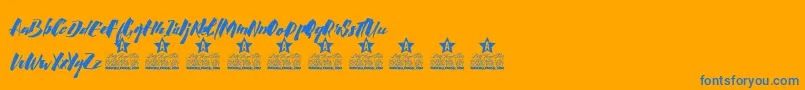 Calligraphy Personal Use Font – Blue Fonts on Orange Background