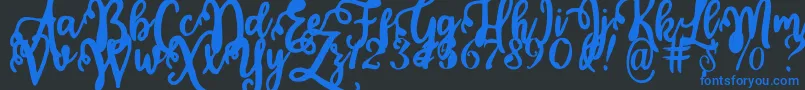Calligraphy Stye Font – Blue Fonts on Black Background