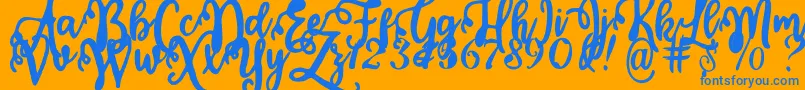 Calligraphy Stye Font – Blue Fonts on Orange Background