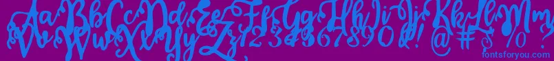 Calligraphy Stye Font – Blue Fonts on Purple Background