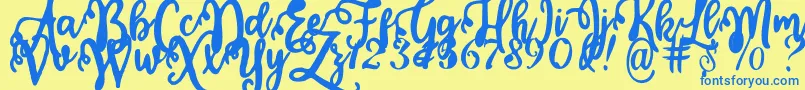 Calligraphy Stye Font – Blue Fonts on Yellow Background