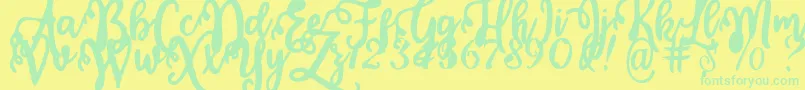 Calligraphy Stye Font – Green Fonts on Yellow Background