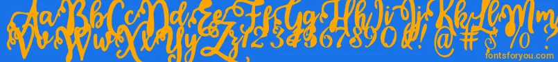 Calligraphy Stye Font – Orange Fonts on Blue Background