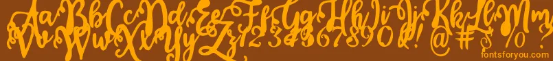 Calligraphy Stye Font – Orange Fonts on Brown Background