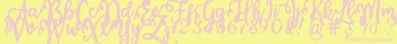 Calligraphy Stye-Schriftart – Rosa Schriften auf gelbem Hintergrund