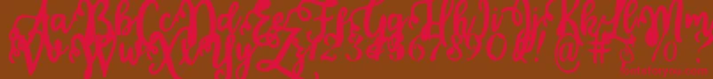 Calligraphy Stye Font – Red Fonts on Brown Background