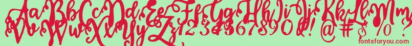 Fonte Calligraphy Stye – fontes vermelhas em um fundo verde