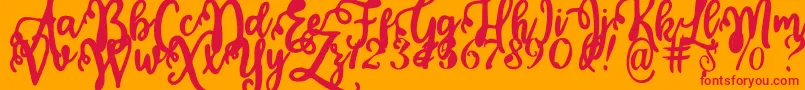Fonte Calligraphy Stye – fontes vermelhas em um fundo laranja