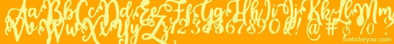 Calligraphy Stye-Schriftart – Gelbe Schriften auf orangefarbenem Hintergrund