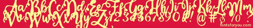 Calligraphy Stye Font – Yellow Fonts on Red Background