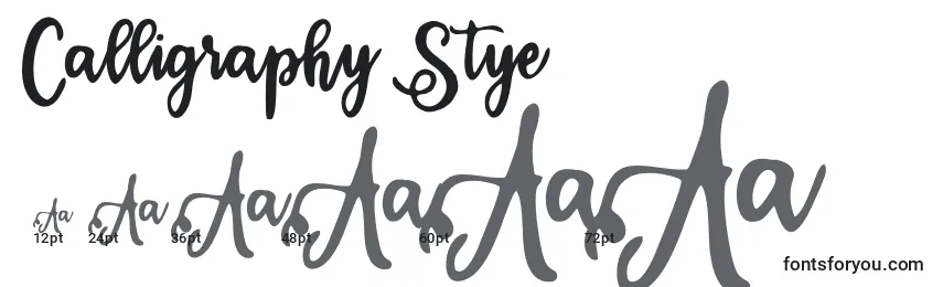 Calligraphy Stye Font Sizes