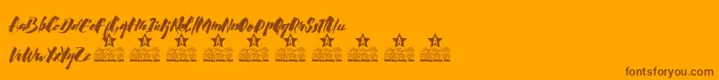 Calligraphy wet Personal Use Font – Brown Fonts on Orange Background