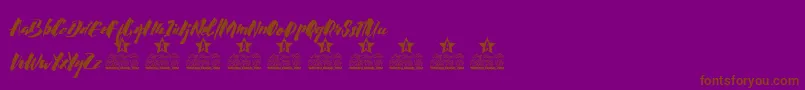 Calligraphy wet Personal Use Font – Brown Fonts on Purple Background