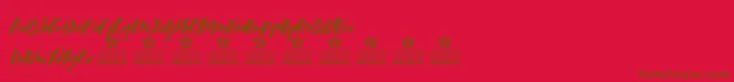 Calligraphy wet Personal Use Font – Brown Fonts on Red Background