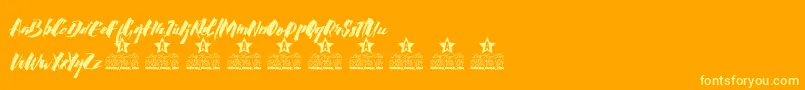 Calligraphy wet Personal Use-Schriftart – Gelbe Schriften auf orangefarbenem Hintergrund