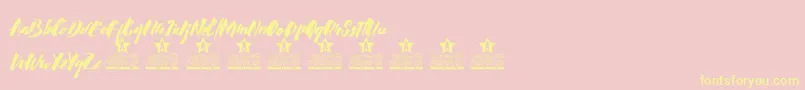 Calligraphy wet Personal Use Font – Yellow Fonts on Pink Background
