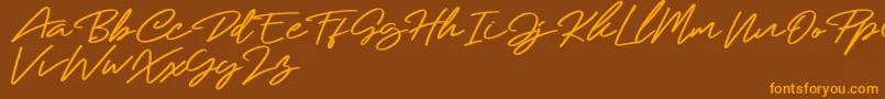 Fonte Calling loves font duo – fontes laranjas em um fundo marrom