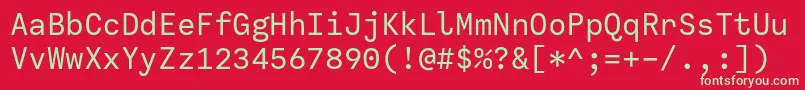 フォントCallingCode Regular – 赤い背景に緑の文字