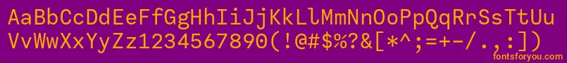 フォントCallingCode Regular – 紫色の背景にオレンジのフォント