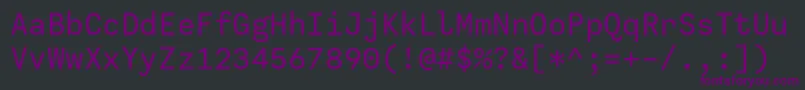 Fonte CallingCode Regular – fontes roxas em um fundo preto
