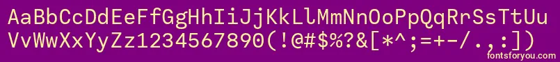 フォントCallingCode Regular – 紫の背景に黄色のフォント