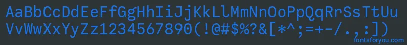 Fonte CallingCode Regular – fontes azuis em um fundo preto