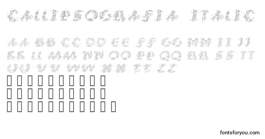 Шрифт CalliPsoGrafia  Italic – алфавит, цифры, специальные символы