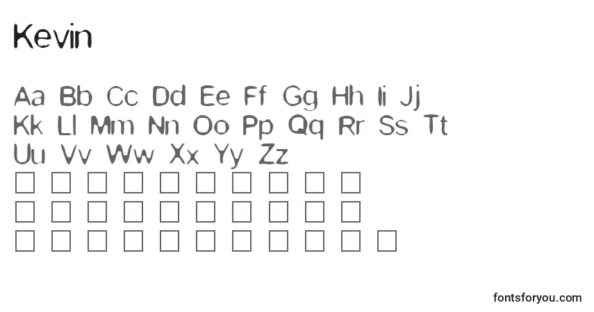 Czcionka Kevin – alfabet, cyfry, specjalne znaki