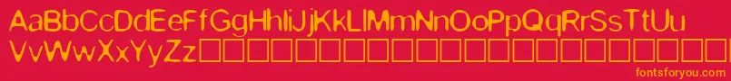Fonte Kevin – fontes laranjas em um fundo vermelho