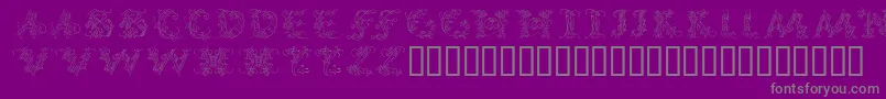 フォントCalliPsoGrafia – 紫の背景に灰色の文字