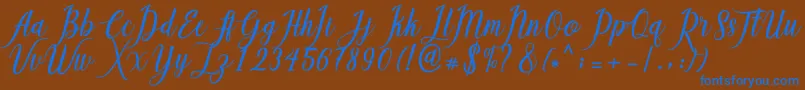 Fonte Callisa Script – fontes azuis em um fundo marrom