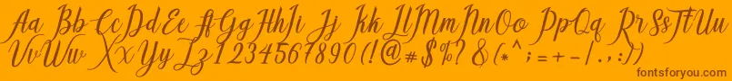 Callisa Script-Schriftart – Braune Schriften auf orangefarbenem Hintergrund