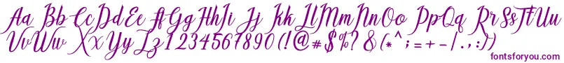 Callisa Script-Schriftart – Violette Schriften auf weißem Hintergrund