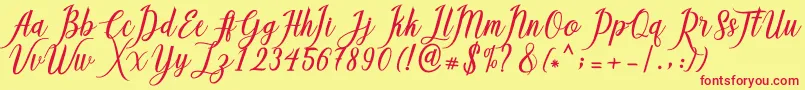 Callisa Script Font – Red Fonts on Yellow Background