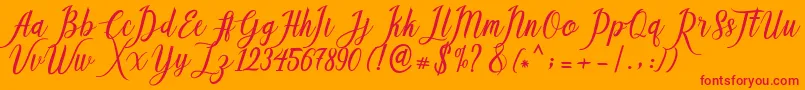 Callisa Script Font – Red Fonts on Orange Background