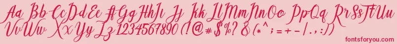 Callisa Script-Schriftart – Rote Schriften auf rosa Hintergrund