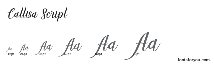 Callisa Script (122622) Font Sizes