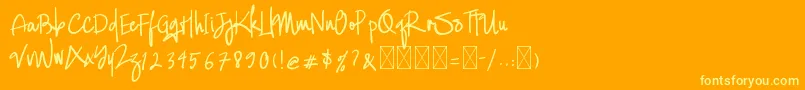 CallistaOllander-Schriftart – Gelbe Schriften auf orangefarbenem Hintergrund