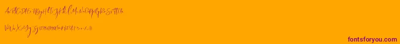 Callistera Free-Schriftart – Violette Schriften auf orangefarbenem Hintergrund