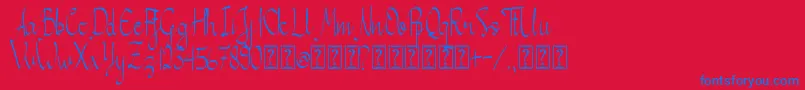 Callita Font – Blue Fonts on Red Background