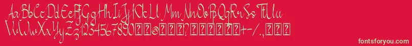 Callita Font – Green Fonts on Red Background